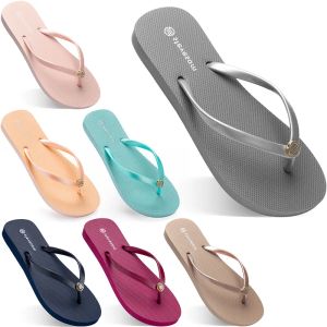 2021 summer flip flops women flat with seaside Glazed Blue beach slippers non-slip Sand gray gold white foreign trade nineteen