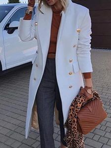 Womens Wool Blends Women Jacket Lapel Coat Autumn Winter Solid Double Breasted Topcoat Knee Length Plus Size Overcoat Full Sleeve 231110
