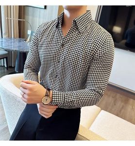 Camicie casual da uomo Camicia pied de poule girocollo stile cinese