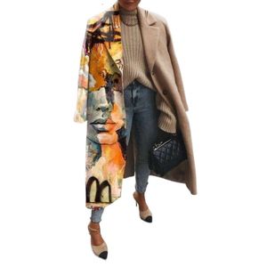 Женское зимнее пальто Wfashion с принтом, уличная одежда, винтажный узор, зимний твидовый длинный кардиган, пальто, свободная верхняя одежда, повседневная парка, размер S-3XLH6D5 4IAFRFS80