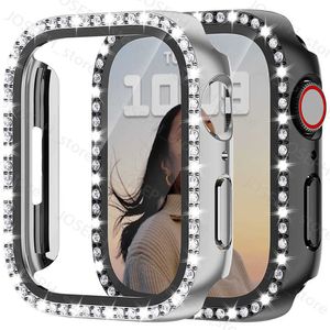 Other Fashion Accessories Glass+Watch Cover for Apple Watch 45mm 41mm 40mm 44mm 38mm 42mm Bling Case Diamond Bumper Protector for iwatchSE 8 7 6 5 4 3 2 1 J230413