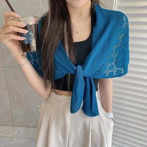 Scarves Summer Fashion Women's Knitted Silk Fabric Sun Decorative Shawl Trend Versatile Can Be Tied Style Elegant Outwear