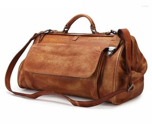 Borse da viaggio Borsa da viaggio in vera pelle per caffè nero di alta qualità con fibbia in metallo Borsa da uomo alla moda antifurto Pelle di design