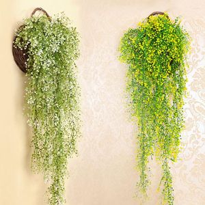 Decorative Flowers Hanging Vine Artificial Plant Wall Plastic Green Leaf Ivy DIY Wedding Christmas Party Balcony Decoration Garland Home
