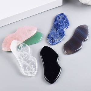 Natural Rose Quartz Facial Gua Sha Tool Sawtooth Jade Multifunktion Massager Beauty Product Face Body Guasha Scraping Massage Health Skin Care