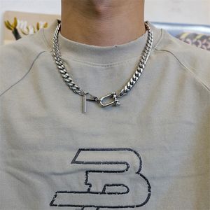 American Niche Design Horseshoe Buckle Cuban Necklace Men's Retro Pendant Neck Chain Titanium Steel Hip-Hop Accessories