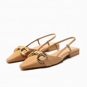 Klänningskor traf kvinnor vita lägenheter slingbacks sexig sommarmode pekade tå sandaler eleganta kontor lady platt skor avslappnade platt bilder 230413