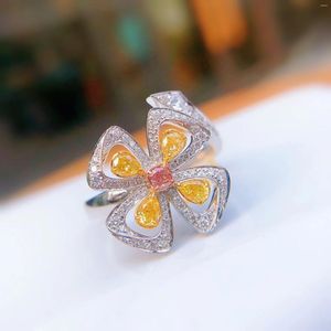 Cluster Rings Diwenfu 925 Sterling Silver Yellow Topaz Jewelry Ring for Women CN (Origin) Wedding Bands Böhmen Engagemang