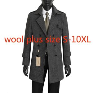Misturas de lã masculina moda alta qualidade casaco de lã homens outono inverno duplo breasted jovem elegante quente cinza grosso plus size S-8XL9XL10XL 231113