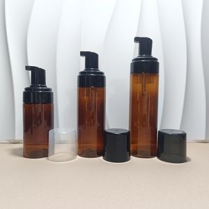 Amber Foam Pump Bottle 100 ml 150 ml 200 ml Foaming Soap Dispensers flaskor Kosmetisk Makeup Ansiktsrengöringsschampo duschgel