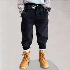 Jeans Autumn Boys Jeans Elastic Waist Children's Pants Soft Denim Harem Jeans Loose Casual Winter Thicken Warm Trousers 3-12 Year Kids 230413