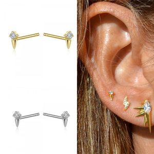 Orecchini a bottone CRMYA Argento placcato oro per le donne Cubic Zirconia Insolito Piercing Ear Rings Piccolo orecchino Ragazze Gioielli all'ingrosso