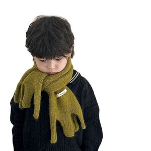 Halsdukar Wraps Autumn Winter Children's Scarf Solid Color Tygetikett Tassel Sticked Neck Warmer For Boys Girls Soft Wool Scarf 231113