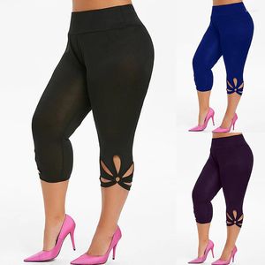 Aktiva byxor Elasticitet Leggings Kvinnor Hög midja Solid Hollow Casual Summer Fitness Jegings Legging Fashion Clothing