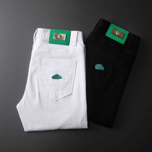 Masowe męskie dżinsy haftowane spodni designerski dżinsy proste spodnie Slim Fit Hip Hop White Black Size 30