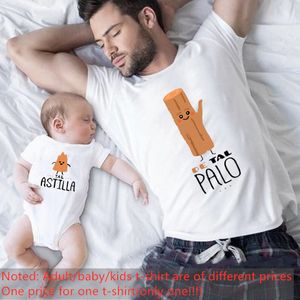 Family Matching Outfits Father and Kids Clothes Funny Family Outfits Cotton Mother Kids Short Sleeve T-Shirt Palo Astilla Letter Print Family Clothes 230412