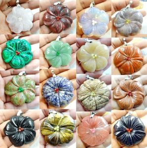 Pendant Necklaces High Quality 47MM Natural Stone Flower Pendants Charms Beads For Women Necklace Jewelry Making Wholesale