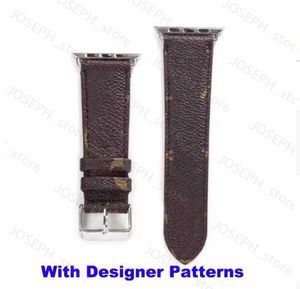 Andra modetillbehör Designer Smart Watch -remmar för Apple Watch Band Series 1 2 3 4 5 6 38mm 40mm 42mm 44mm PU Leather Smartwatches Strap Replacement W J230413