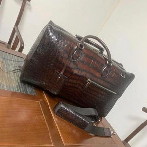 Duffel Bags Seetoo Bay Crocodile Skin Large Travel Bag Clothes Shoes With Strap Deerskin Velvet Inner Color Customized 30 50 24cm