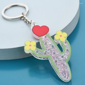 Keychains Personality Creativity Strawberry Flower Palm Tree Cactus Key Ring Fantasy Keyring Car Pendant Birthday Couples Gift