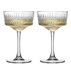 Tumblers 2 PCS elysia şampanya darbeleri retro oyma goblet bar partisi kokteyl gözlükleri martini cam dondurma tatlı fincanları 230413