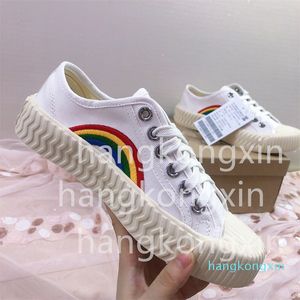 Premium designer trend patchwork color rainbow girl Canvas comfortable casual shoes Cookie shoes