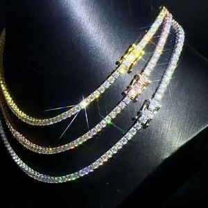 Halskette Moissanit-KetteTenniskette 3mm 4mm 5mm GRA Hip Hop Schmuck 925 Sterling Silber VVS D Farbe Diamant Moissanit Tennis Halskette