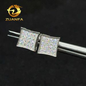 Factory Sale Hip Hop Men Women Screw Back Iced Out Diamond Moissanite Square Round Shape Studs Earrings