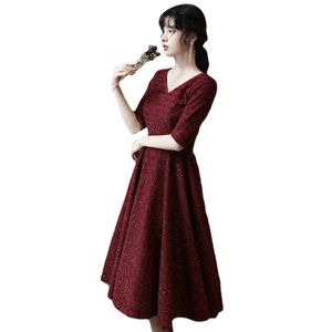 Robe de soiree Sexy V Neck Burgundy Long Evening Dresses A Line Lace Prom Dresses Formal Party Gown