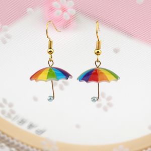 Baumeln Kronleuchter 20 Paare Regenbogen Ohrringe Mini 3D Nette Regenschirm Baumeln Ohrring Für Frauen Mädchen Lustige Anhänger Schmuck Großhandel 230413