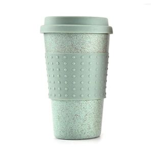 Mugs Fashion Reusable Bamboo Fibre Coffee Cups Portable Travel Serving With Lid Cute Solid