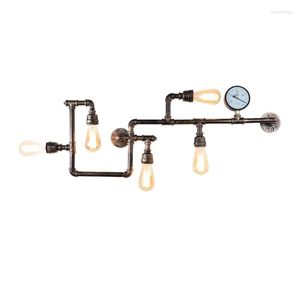 Vägglampor industriella vattenrör ljus vintage metall loft sconce e27 5 huvud för vardagsrum restaurang lampa interiörbelysning
