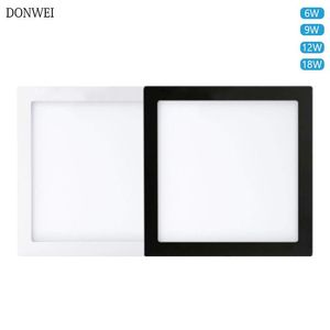 Światła sufitowe Donwei 6W 9W 12w 18w 18w okrągłe kwadratowe powierzchnia LED Montowany panel Light Light Lampa AC110V 220V Driver