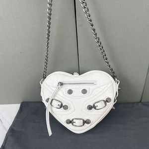 Heart Love Bag Chain Shoulder Bags Designer Handbag Zipper Wallet Cow Genuine Leather Silver Hardware Letter Print Lady Cross Body Purse High Quality