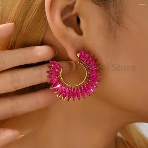 Stud Küpe Lüks Rhinestone Piercing Kadınlar için Olağandışı Tasarım Büyük Çember Zarif Parti Vintage Mücevher Aksesuarları Brincos