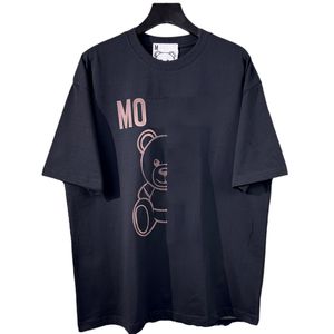 camiseta oblíqua tees de manga curta Imagem de urso de alta venda de alta qualidade Capuz de algodão puro Menina de moda tshirts roupas letras bordadas com camisetas gráficas