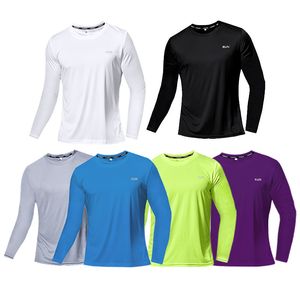 Mäns T-shirts Herrens snabba torra långärmad gym som kör fuktig wicking rund hals t-shirt träning träning gym sporttröja toppar lätt 230413