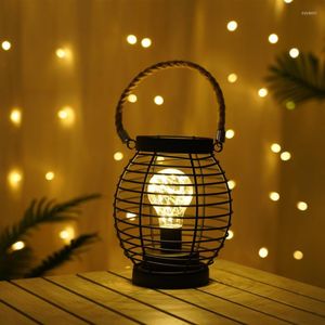 Table Lamps Metal Lantern Art LED Lamp Reading Night Light Bedroom Bedside Desk Lighting Living Room Retro Home Decoration