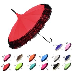 Elegant Semimatic Lace Umbrella Fancy Sunny And Rainy Pagoda Umbrellas 14 Colors Available Hhdct