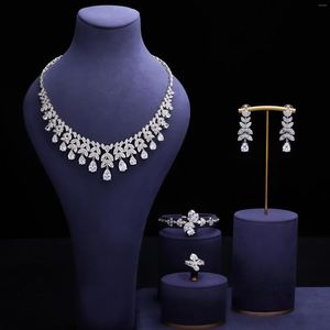 Necklace Earrings Set Ingenious 4 Pcs Super Luxury Cubic Zirconia Bridal Wedding Party Costume Nigerian Dubai Jewelry For Brides Accessories
