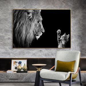 Big Lion e Little Lion Canvas Pintura Poster Print Wall Art Picture para sala de estar decoração de casa decoração de parede sem moldura sem moldura