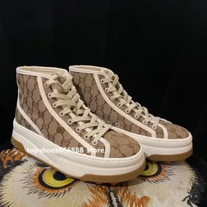 2024 Women Canvas Shoes High Top Phulcanize Buxury Brands Cookie Shoes Lace Up Nasual Rights Plarform زيادة