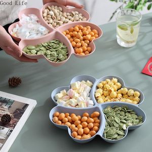 Plates Wheat Straw Heart-Shaped Dried Fruit Tray Living Room Divided Candy Dish Creative Party Holiday Box
