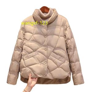 Winter Lightweight Short Down Filling Jacket Loose Fit Pocket Buttons Warm Pocket Female Simple Quilted Puffer Coat