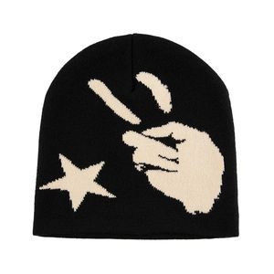 Beanieskull Caps Fashion Jacquard tryckt Skully Beanie Winter Warm Ski Hat Street Eesthetic Beanie Harajuku Knitting Hat Men Women Y2K Accessory 230413