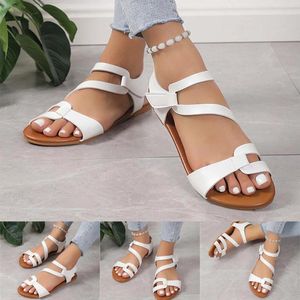 Sandalen für Damen, Strand, hohl, lässige Hausschuhe, flache Schuhe, Retro, Größe 12 für Damen