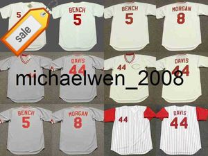 Mich28 5 JOHNNY BENCH 44 ERIC DAVIS 8 JOE MORGAN Baseball Jersey Männer Frauen Jugend genäht