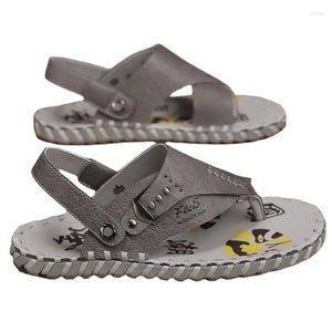 Men Beach PU Sandals Summer Toe Pin Shoes Flat Comfortable Breathable Casual Large Size