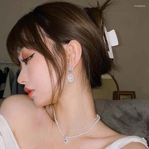 Dangle Earrings韓国のエレガントラブパールフラワーファッションウォータードロップ