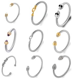 designer DY torcido encantos pulseiras de luxo pulseira aberta pulseira para mulheres moda jóias ouro prata pérola cruz diamante jóias festa presente de noivado